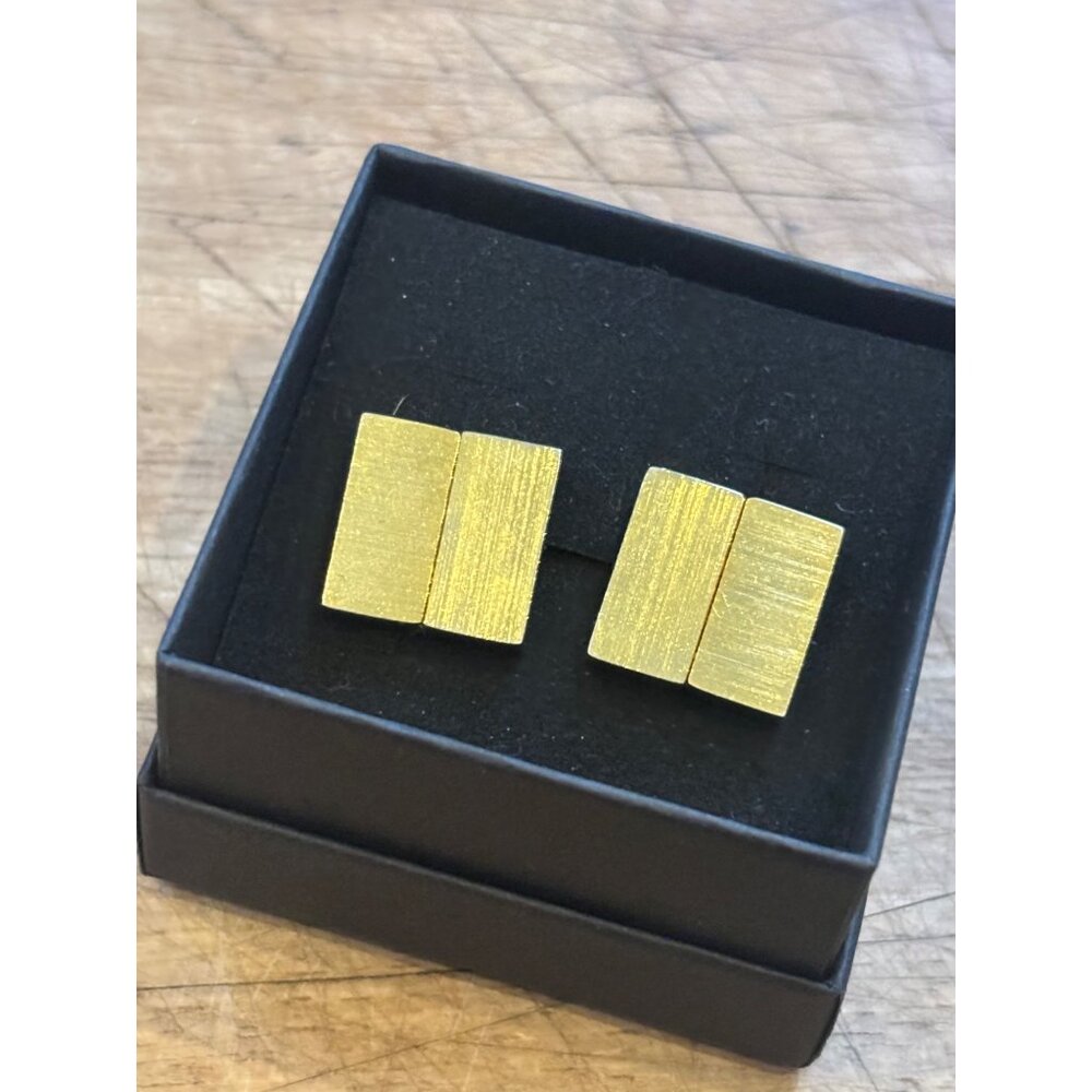 Gold-Tone Textured Square Cufflinks In Black Gift Box